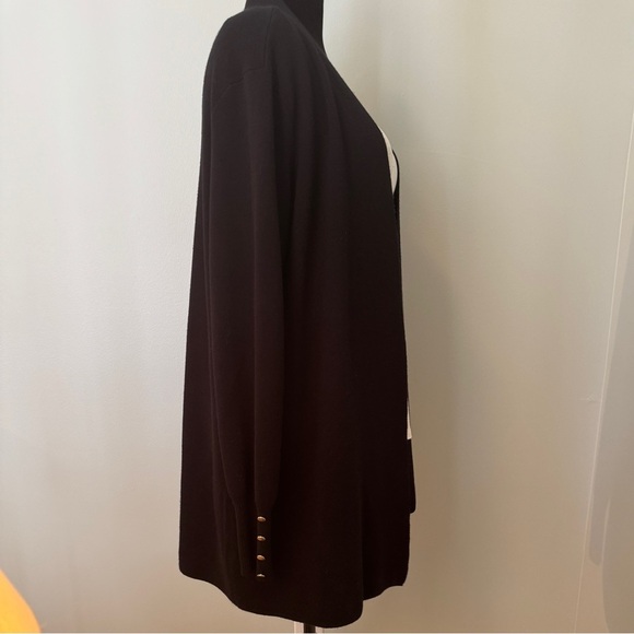 Cyrus Black Open Front Long Cardigan Size: Large - Picture 4 of 7